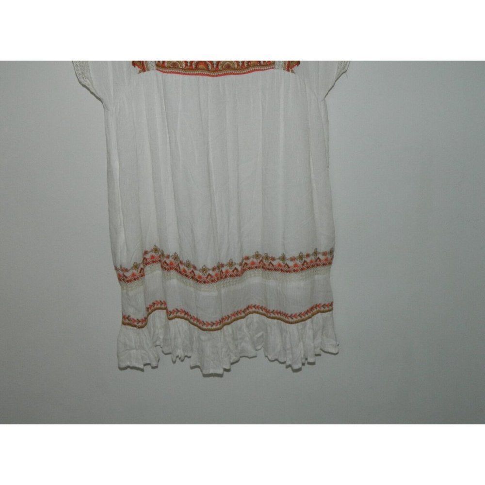 Free People Sunrise Wanderer Ivory Orange Embroidered Mini Dress - Size Small - Picture 12 of 16